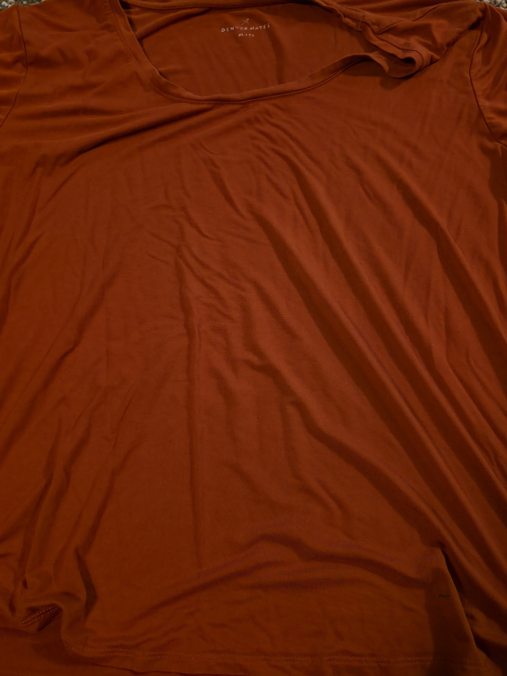 Free With Purchase! Denver Hayes Scoop Neck Tee in Rust Orange